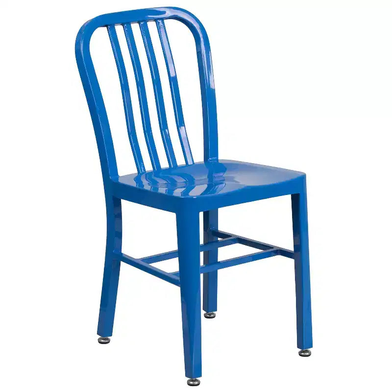 Flash Furniture Commercial Grade 24 Round Metal Indoor-Outdoor Table Set with 2 Vertical Slat Back Chairs