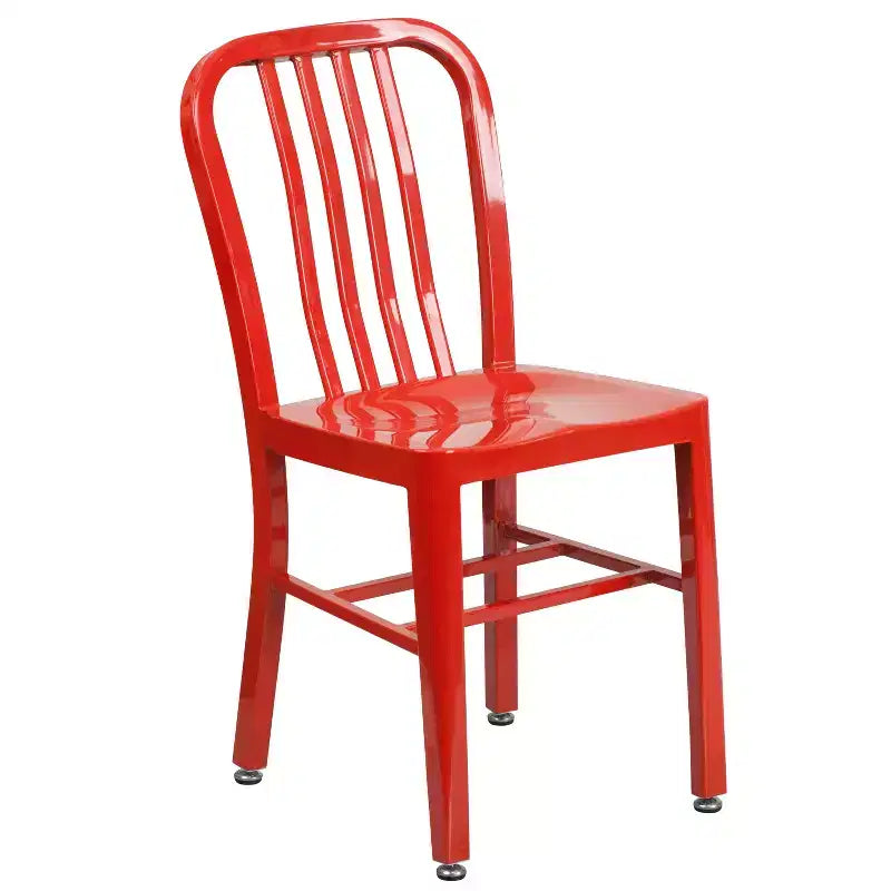 Flash Furniture Commercial Grade 24 Round Metal Indoor-Outdoor Table Set with 2 Vertical Slat Back Chairs