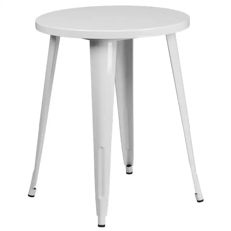 Flash Furniture Commercial Grade 24 Round Metal Indoor-Outdoor Table Set with 2 Vertical Slat Back Chairs