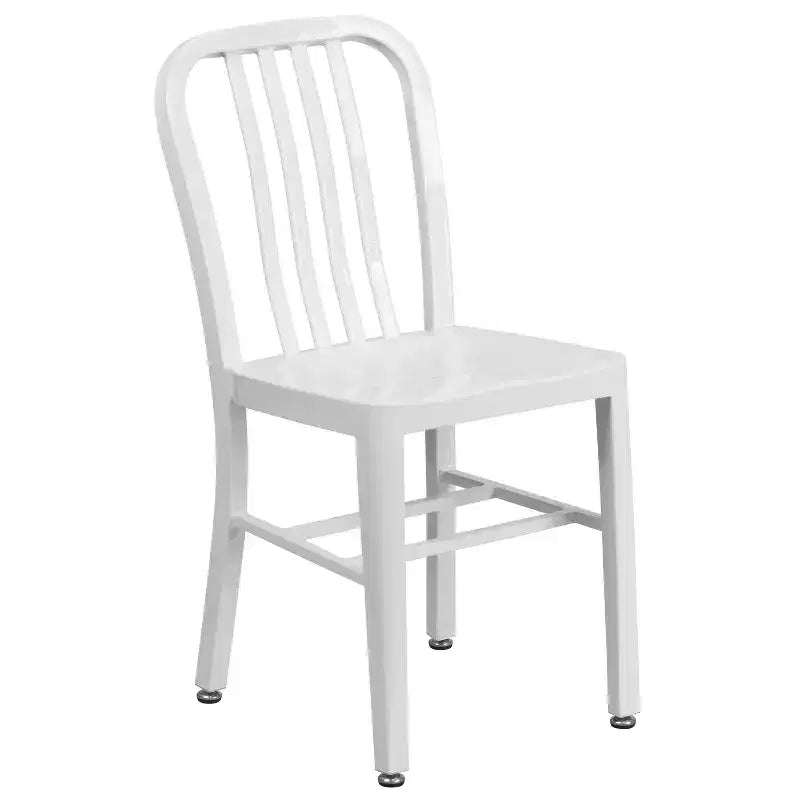 Flash Furniture Commercial Grade 24 Round Metal Indoor-Outdoor Table Set with 2 Vertical Slat Back Chairs