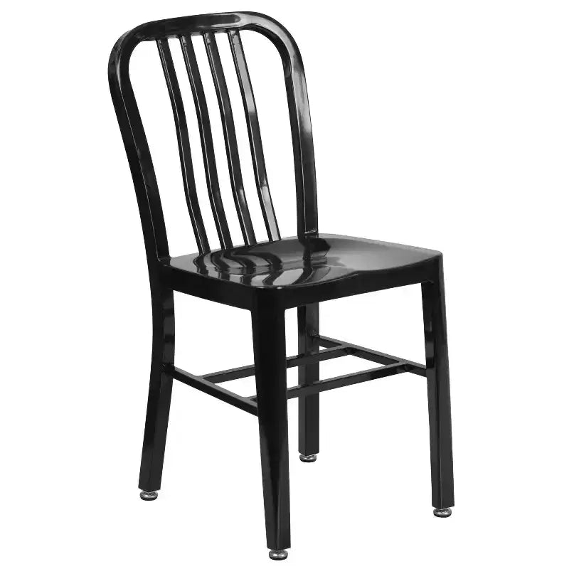 Flash Furniture Commercial Grade 24 Round Metal Indoor-Outdoor Table Set with 2 Vertical Slat Back Chairs