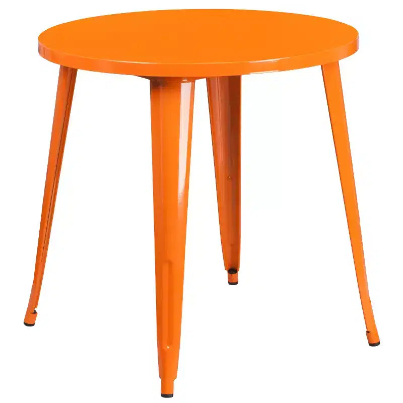 Flash Furniture Tavolo Rotondo in Metallo da 30 per Interni/Esterni di Grado Commerciale con 2 Sedie da Bar