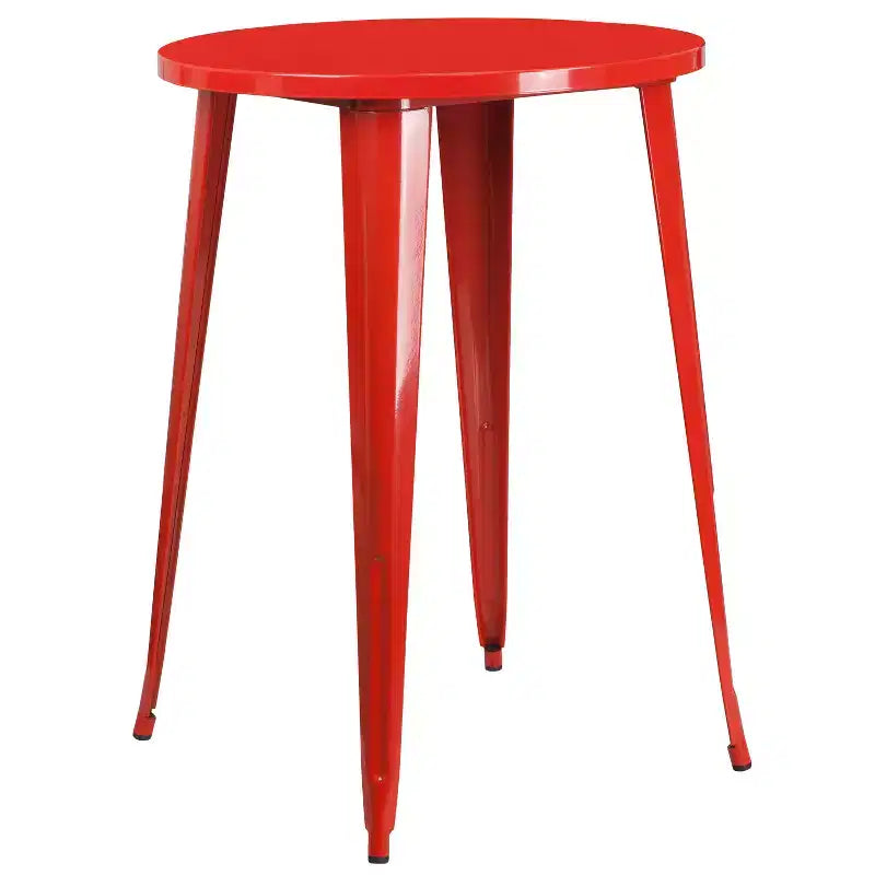 Flash Furniture Set Tavolo da Bar Rotondo 30" in Metallo per Interni-Esterni di Grado Commerciale con 2 Sgabelli Senza Schienale con Seduta Quadrata