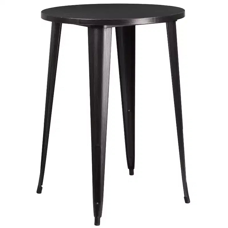 Flash Furniture Set Tavolo da Bar Rotondo 30" in Metallo per Interni-Esterni di Grado Commerciale con 2 Sgabelli Senza Schienale con Seduta Quadrata