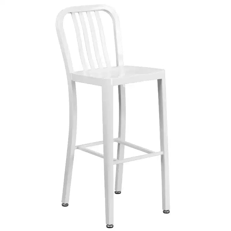Flash Furniture Set Tavolo da Bar Rotondo in Metallo da 30 per Interni/Esterni di Grado Commerciale con 2 Sgabelli con Schienale a Doghe Verticali