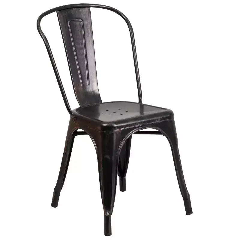 Flash Furniture Set da Tavolo Rotondo in Metallo da 30" Grado Commerciale per Interni ed Esterni con 4 Sedie da Caffetteria