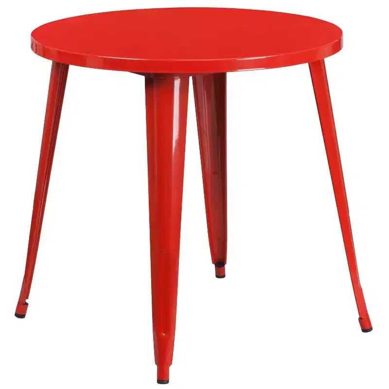 Flash Furniture Set da Tavolo Rotondo in Metallo da 30" Grado Commerciale per Interni ed Esterni con 4 Sedie da Caffetteria