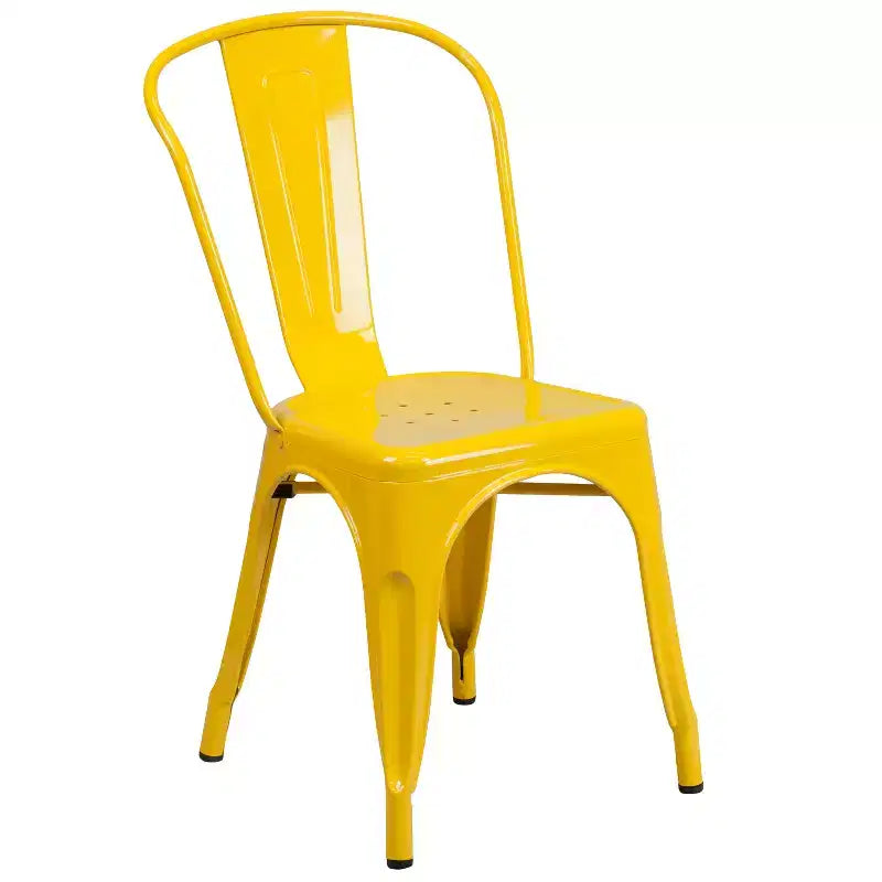 Flash Furniture Set da Tavolo Rotondo in Metallo da 30" Grado Commerciale per Interni ed Esterni con 4 Sedie da Caffetteria