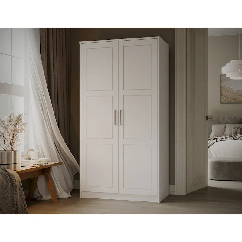 Palace Imports Armadio a 2 ante in 100% legno massello Urban con ante a specchio e in legno massello