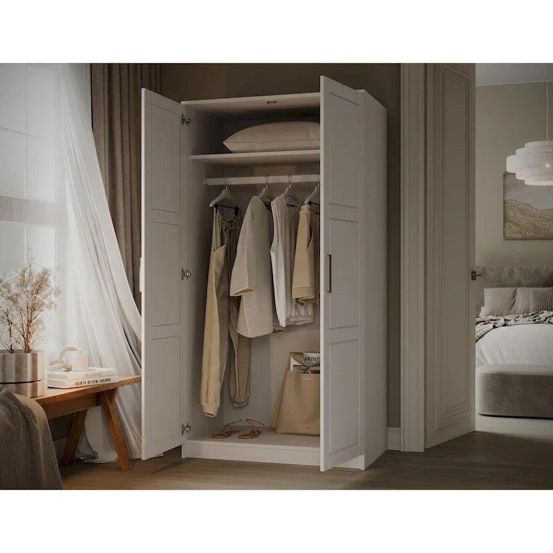 Palace Imports Armadio a 2 ante in 100% legno massello Urban con ante a specchio e in legno massello