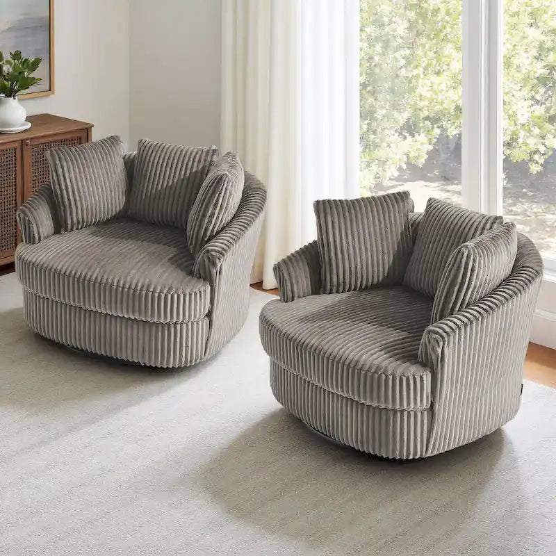 DREAMSIDEA Set di 2 poltrone a botte girevoli con braccioli incassati e rivestimento sfoderabile