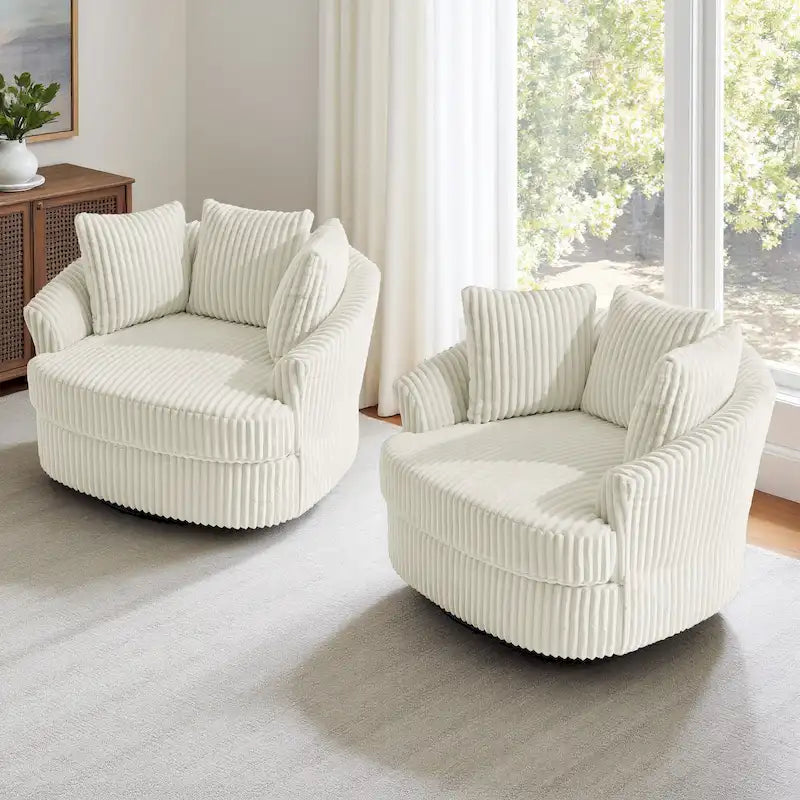 DREAMSIDEA Set di 2 poltrone a botte girevoli con braccioli incassati e rivestimento sfoderabile