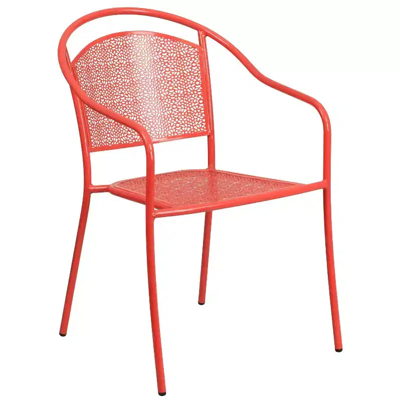 Flash Furniture Oia Set Tavolo da Patio Quadrato da 28 Pollici in Acciaio per Interni ed Esterni per Uso Commerciale con 4 Sedie con Schienale Rotondo