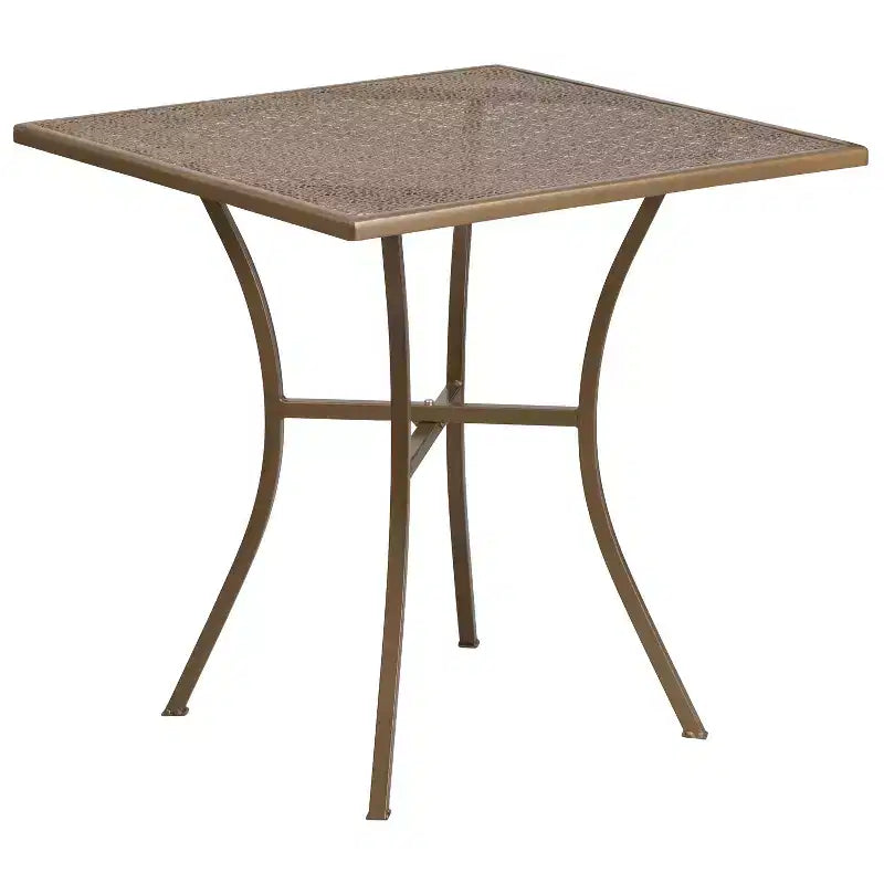 Flash Furniture Oia Set Tavolo da Patio Quadrato da 28 Pollici in Acciaio per Interni ed Esterni per Uso Commerciale con 4 Sedie con Schienale Rotondo