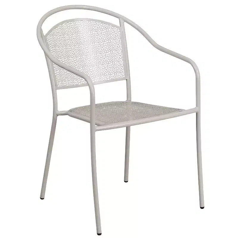 Flash Furniture Oia Set Tavolo da Patio Quadrato da 28 Pollici in Acciaio per Interni ed Esterni per Uso Commerciale con 4 Sedie con Schienale Rotondo