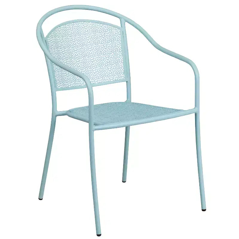 Flash Furniture Oia Set Tavolo da Patio Quadrato da 28 Pollici in Acciaio per Interni ed Esterni per Uso Commerciale con 4 Sedie con Schienale Rotondo