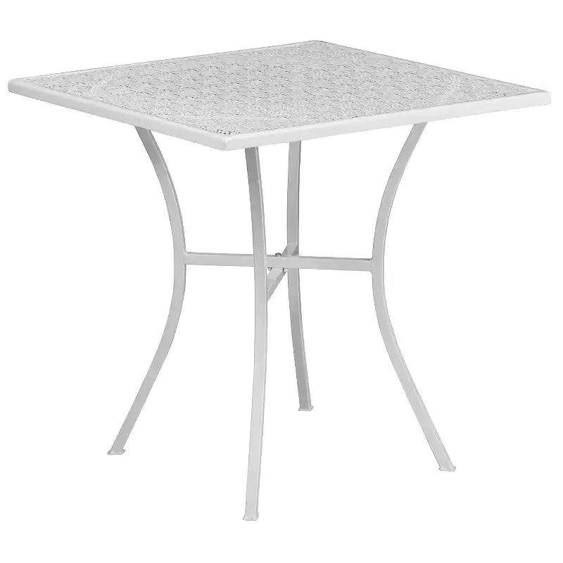 Flash Furniture Oia Set Tavolo da Patio Quadrato da 28 Pollici in Acciaio per Interni ed Esterni per Uso Commerciale con 4 Sedie con Schienale Rotondo