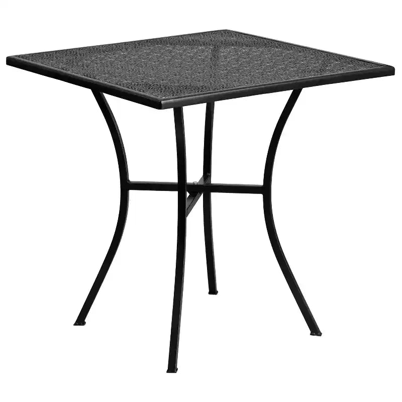Flash Furniture Oia Set Tavolo da Patio Quadrato da 28 Pollici in Acciaio per Interni ed Esterni per Uso Commerciale con 4 Sedie con Schienale Rotondo