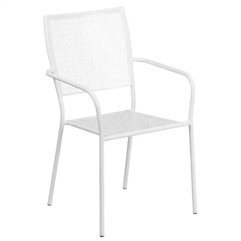 Flash Furniture Oia Set da Tavolo da Patio in Acciaio Quadrato da 28" Commerciale per Interni-Esterni con 4 Sedie a Schienale Quadrato