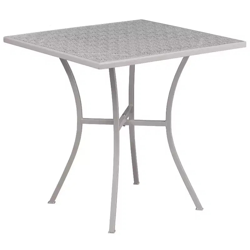 Flash Furniture Oia Set da Tavolo da Patio in Acciaio Quadrato da 28" Commerciale per Interni-Esterni con 4 Sedie a Schienale Quadrato