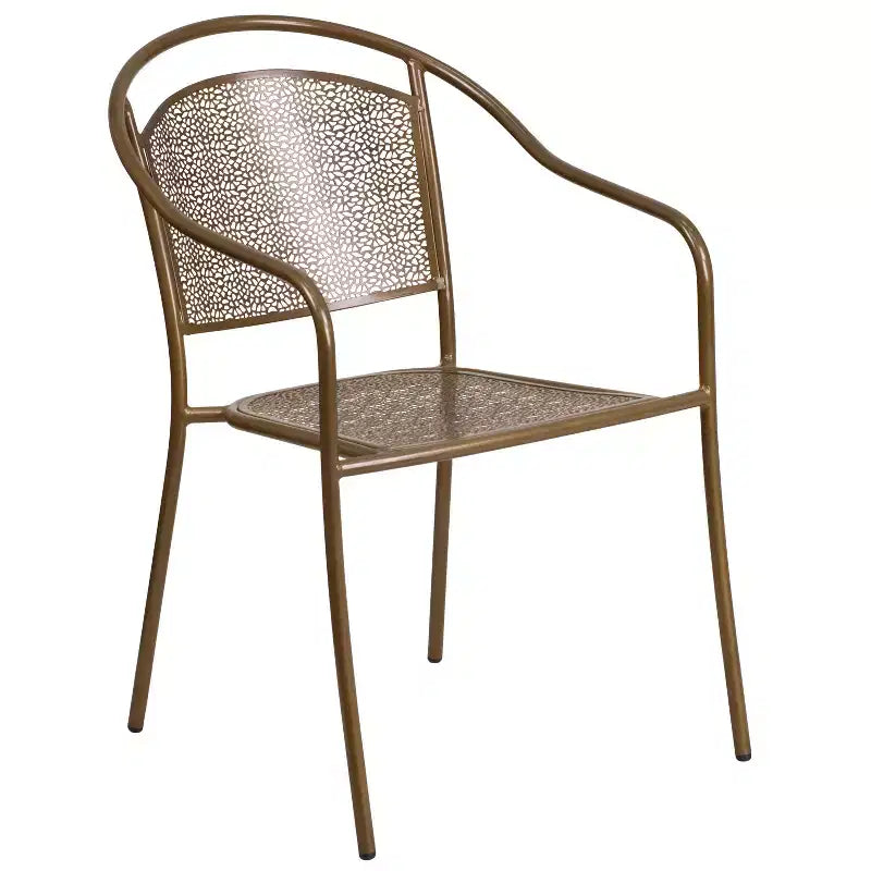 Set tavolo da patio pieghevole in acciaio Flash Furniture Oia commerciale, rotondo da 30", per interni/esterni, con 2 sedie con schienale rotondo