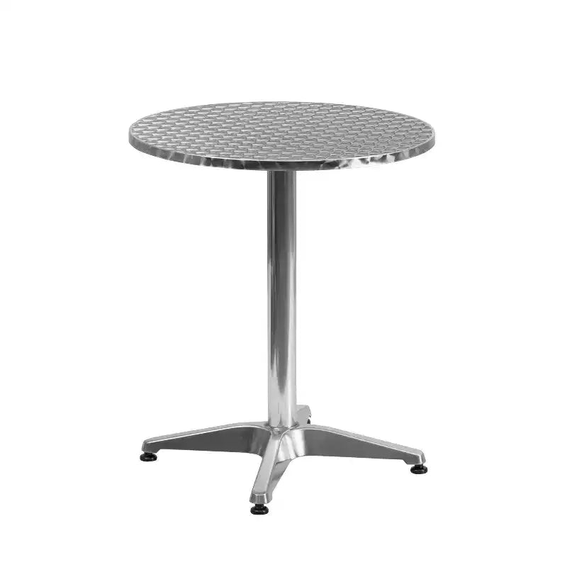 Set da tavola Flash Furniture Lila rotondo da 23,5" in alluminio per interni-esterni con 2 sedie con schienale a doghe