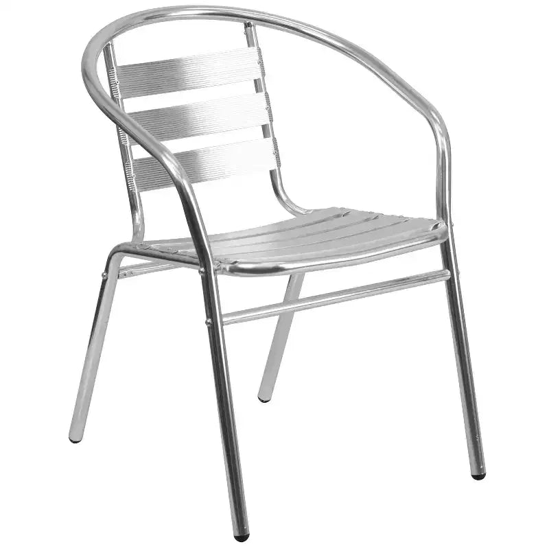 Set da tavola Flash Furniture Lila rotondo da 23,5" in alluminio per interni-esterni con 2 sedie con schienale a doghe