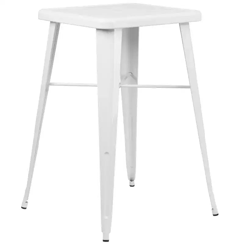 Set da Bar Quadrato in Metallo per Interni-Esterni Emma e Oliver Commercial Grade 60 cm, 2 Sgabelli con Schienale