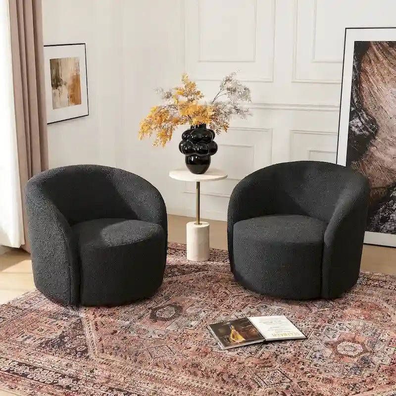 Poltrona girevole a barilotto imbottita KINWELL da 34 pollici (Set di 2)