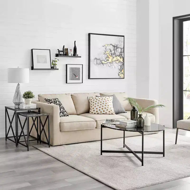 Square Marble Finish Nesting Side Table Set - Danya B.
