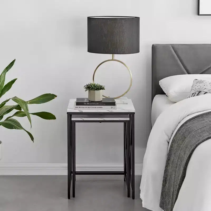 Square Marble Finish Nesting Side Table Set - Danya B.