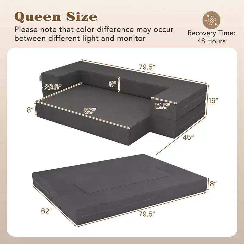 Divano Letto Pieghevole Costway da 20 cm con Schiuma ad Alta Densità e Rivestimento Lavabile Misura Singola/Matrimoniale