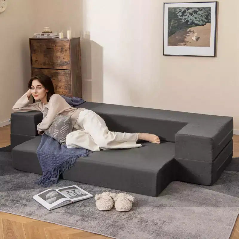 Divano Letto Pieghevole Costway da 20 cm con Schiuma ad Alta Densità e Rivestimento Lavabile Misura Singola/Matrimoniale