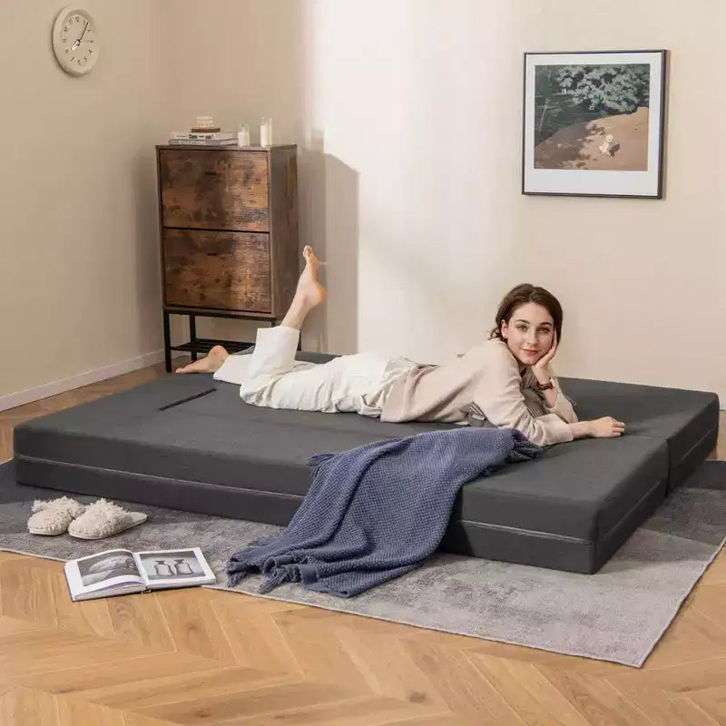 Divano Letto Pieghevole Costway da 20 cm con Schiuma ad Alta Densità e Rivestimento Lavabile Misura Singola/Matrimoniale