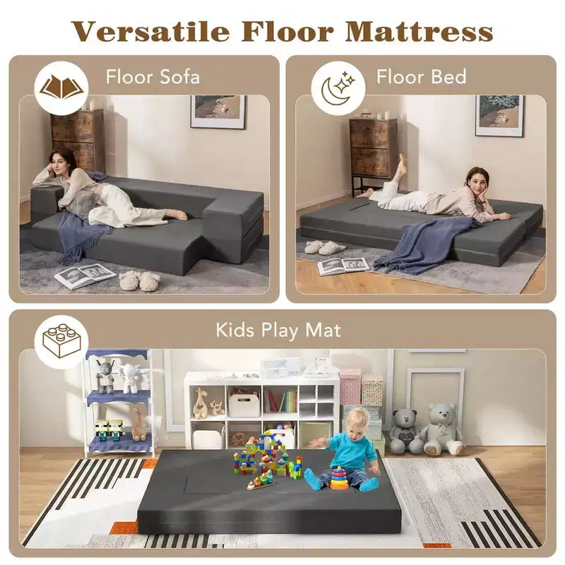 Divano Letto Pieghevole Costway da 20 cm con Schiuma ad Alta Densità e Rivestimento Lavabile Misura Singola/Matrimoniale