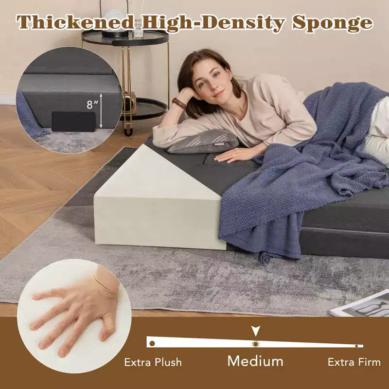 Divano Letto Pieghevole Costway da 20 cm con Schiuma ad Alta Densità e Rivestimento Lavabile Misura Singola/Matrimoniale
