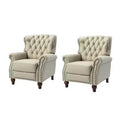Set di 2 Poltrone Reclinabili in Legno Imbottite in Vera Pelle Justine Transitional con Rifinitura Borchiata per Soggiorno e Camera da Letto | ART OF LIVING DESIGNS