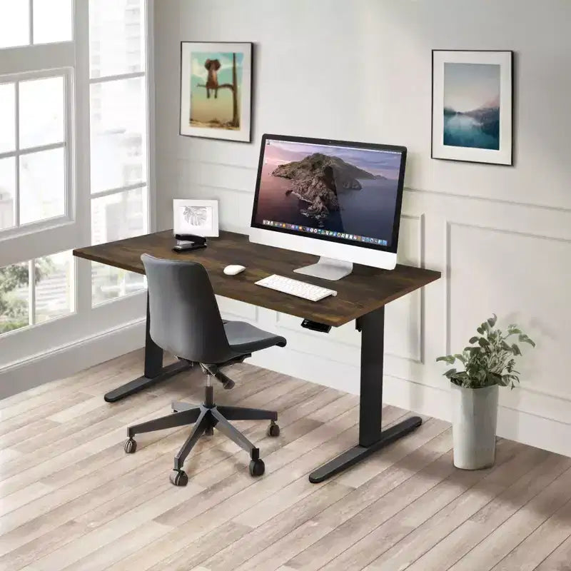 Mount-It! Scrivania Elettrica Regolabile in Altezza con Piano - Nero/Rovere