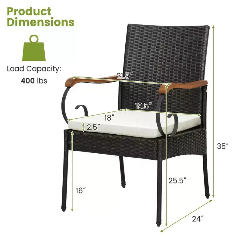 Costway Set da Pranzo per Esterni 7 Pezzi in Rattan Tavolo in Legno di Acacia 6 Sedie in Vimini con Foro per Ombrellone