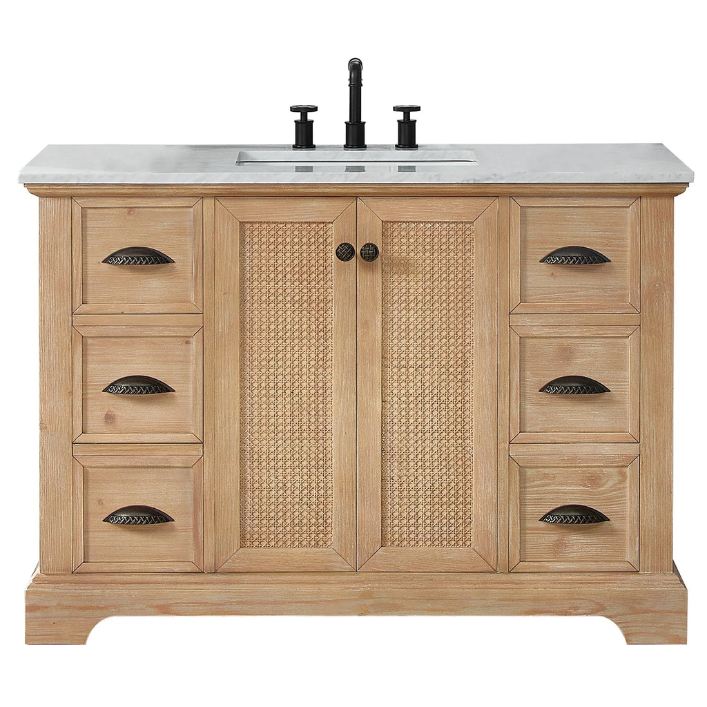 Mobile bagno Hervas con top in marmo naturale senza specchio