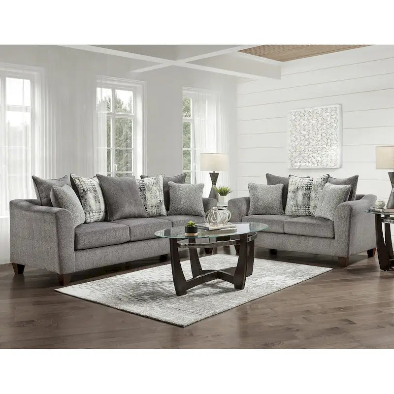Set soggiorno 2 pezzi Davoz di Roundhill Furniture, divano e divanetto, Tori Slate