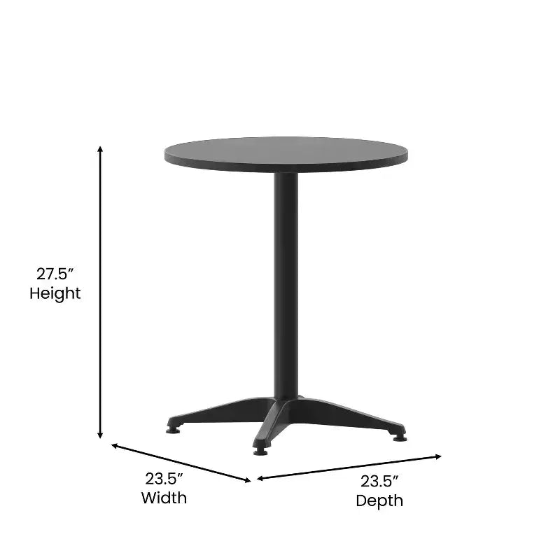 Set tavolo rotondo Emma e Oliver da 23,5" in alluminio per interni ed esterni con 2 sedie a doghe