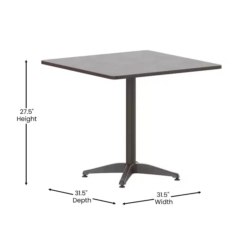 Set tavolo quadrato da interno/esterno Flash Furniture Lila 31.5'' in alluminio con 4 sedie con schienale a doghe
