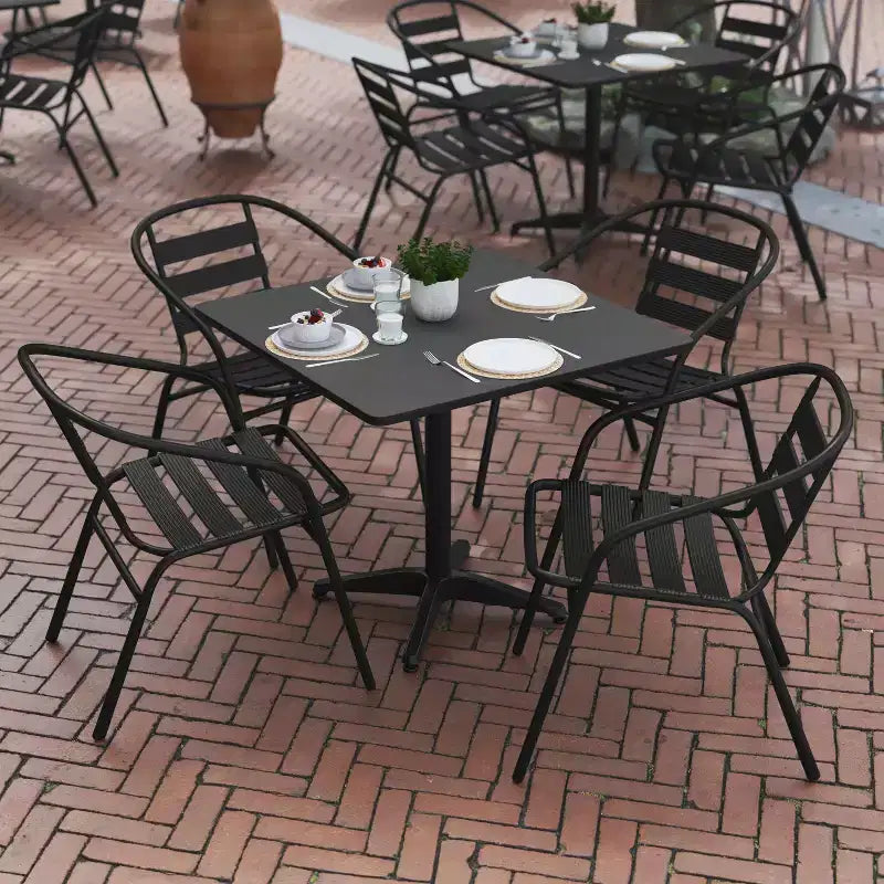 Set tavolo quadrato da interno/esterno Flash Furniture Lila 31.5'' in alluminio con 4 sedie con schienale a doghe