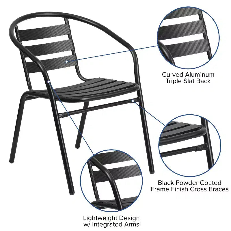 Set tavolo quadrato da interno/esterno Flash Furniture Lila 31.5'' in alluminio con 4 sedie con schienale a doghe