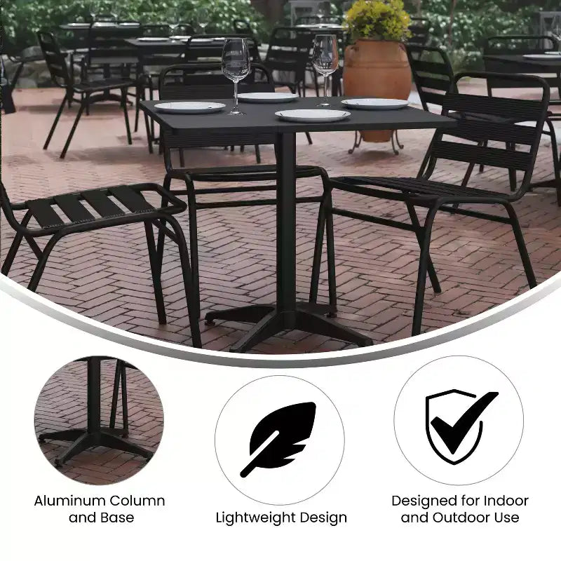 Set tavolo quadrato da interno/esterno Flash Furniture Lila 31.5'' in alluminio con 4 sedie con schienale a doghe