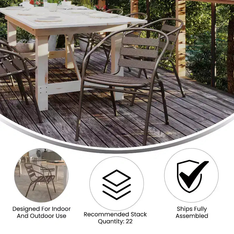 Set tavolo quadrato da interno/esterno Flash Furniture Lila 31.5'' in alluminio con 4 sedie con schienale a doghe