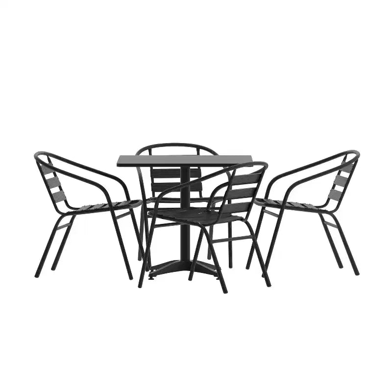 Set tavolo quadrato da interno/esterno Flash Furniture Lila 31.5'' in alluminio con 4 sedie con schienale a doghe