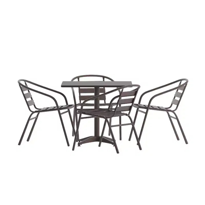 Flash Furniture Lila 31.5'' Square Aluminum Indoor-Outdoor Table Set with 4 Slat Back Chairs