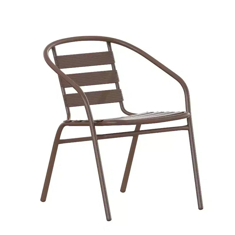 Set Tavolo Quadrato da Interno-Esterno Emma and Oliver da 31,5" in Alluminio con 4 Sedie a Doghe